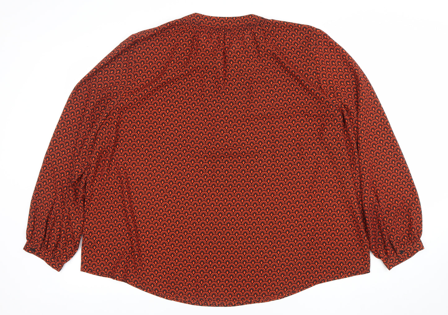 Dunnes Women’s Orange Geometric Long Sleeve Tunic Blouse Size XL