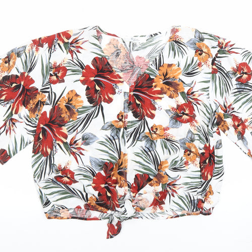 City One Women’s Multicoloured Floral V-Neck Cropped Blouse XL