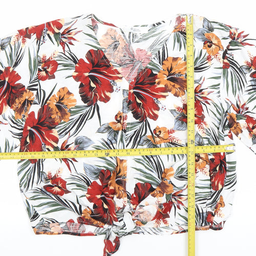 City One Women’s Multicoloured Floral V-Neck Cropped Blouse XL