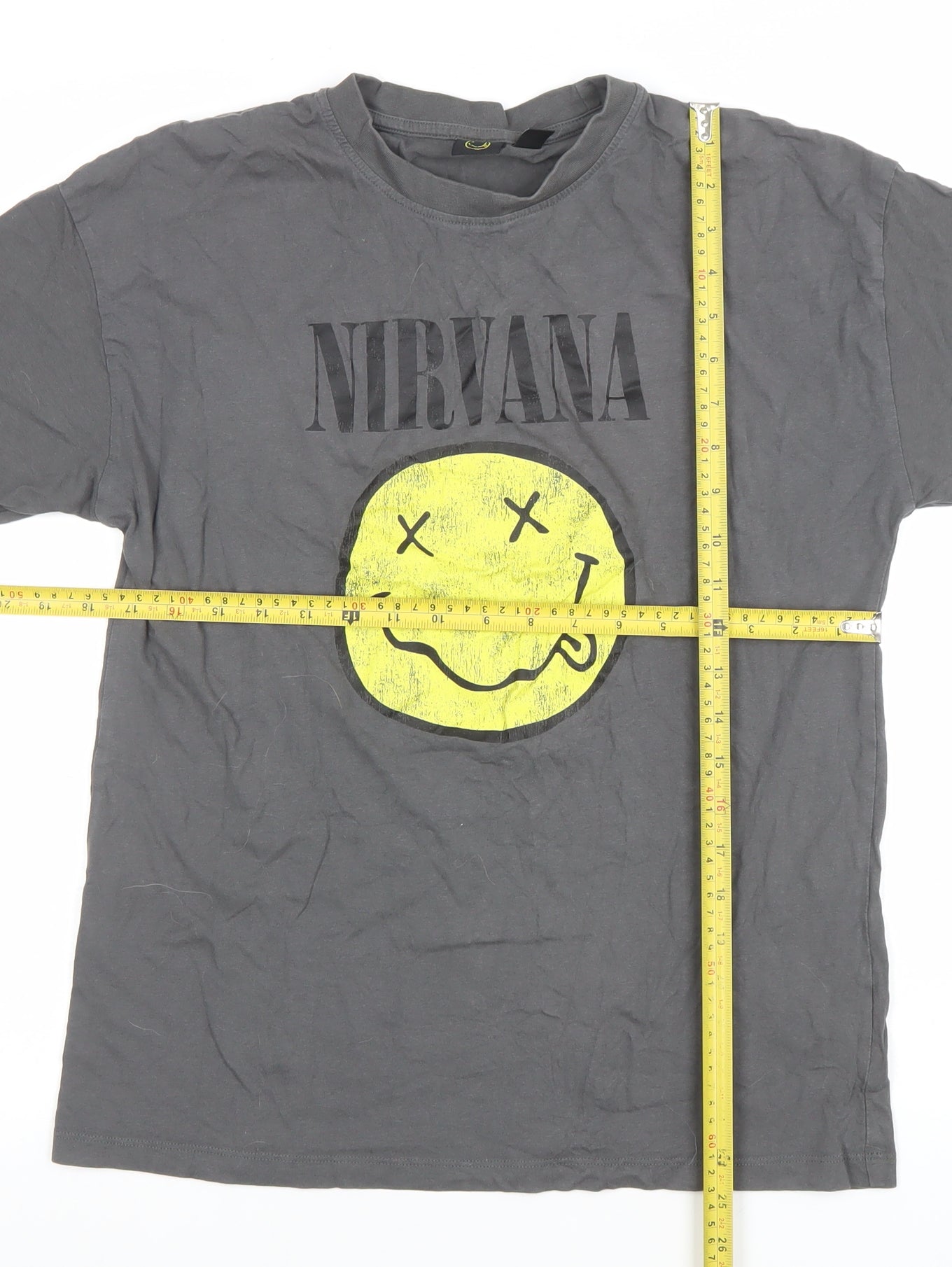 Nirvana Women's Grey XS Graphic Rock Music Cotton T-Shirt