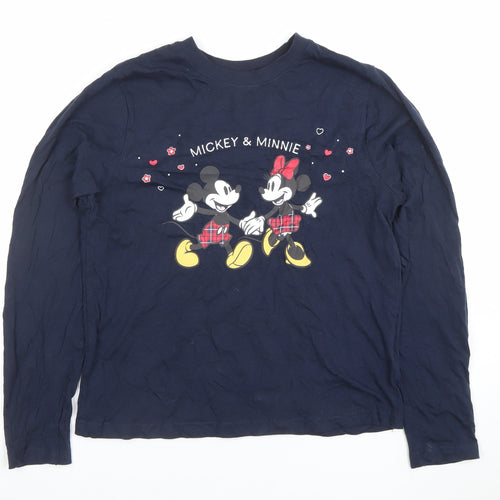 Disney Women’s Blue Long Sleeve Mickey & Minnie Cotton T-Shirt XS