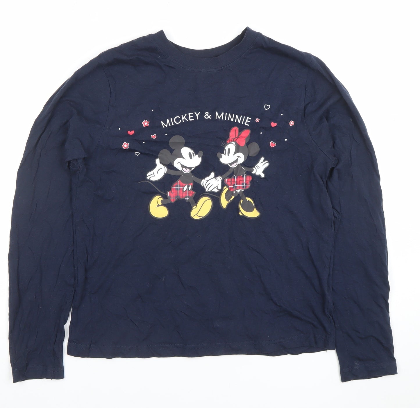 Disney Women’s Blue Long Sleeve Mickey & Minnie Cotton T-Shirt XS