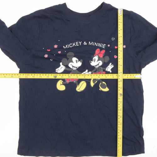 Disney Women’s Blue Long Sleeve Mickey & Minnie Cotton T-Shirt XS