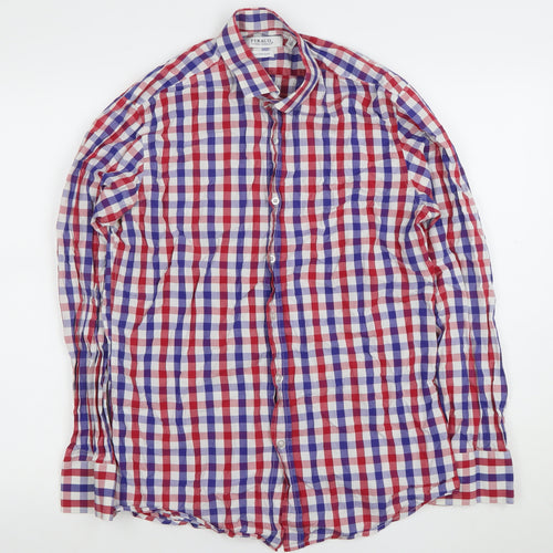 Gianni Feraud Men's Multicoloured Check Cotton Long Sleeve Shirt Size 16