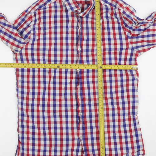 Gianni Feraud Men's Multicoloured Check Cotton Long Sleeve Shirt Size 16