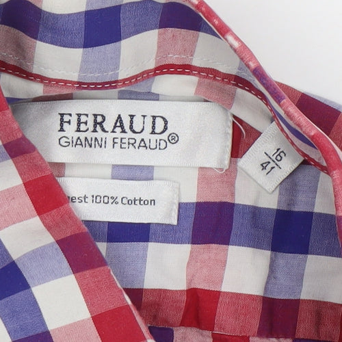Gianni Feraud Men's Multicoloured Check Cotton Long Sleeve Shirt Size 16