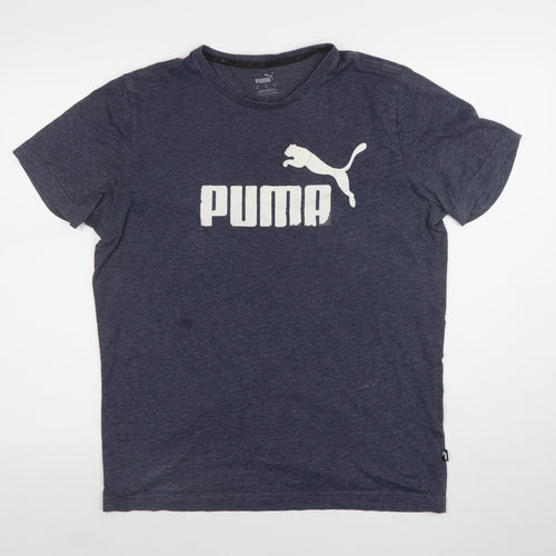 Puma Men Blue Regular Fit Crew Neck Short Sleeve Sports T-Shirt M