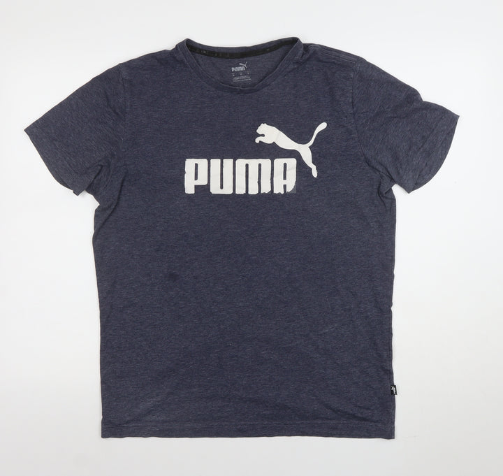 Puma Men Blue Regular Fit Crew Neck Short Sleeve Sports T-Shirt M