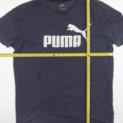 Puma Men Blue Regular Fit Crew Neck Short Sleeve Sports T-Shirt M