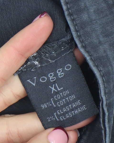 Voggo Women Black Denim Cotton Jacket XL Classic Casual