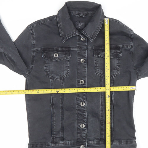 Voggo Women Black Denim Cotton Jacket XL Classic Casual