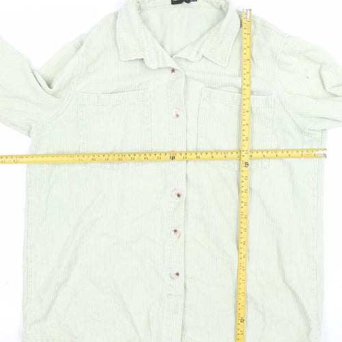 PrettyLittleThing Women Green Corduroy Shirt Jacket Size 10 Cotton