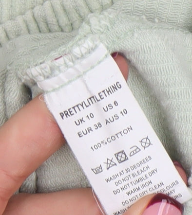 PrettyLittleThing Women Green Corduroy Shirt Jacket Size 10 Cotton
