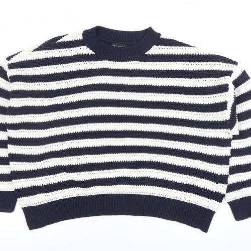 New Look Women’s Blue White Striped Knit Jumper XL Relaxed Fit