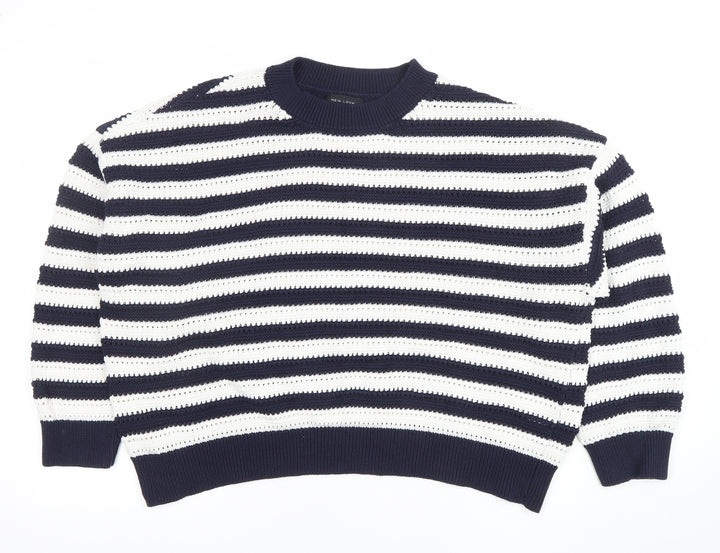 New Look Women’s Blue White Striped Knit Jumper XL Relaxed Fit