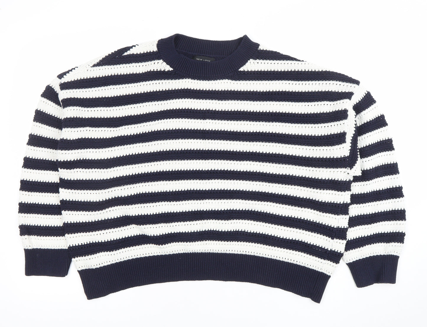 New Look Women’s Blue White Striped Knit Jumper XL Relaxed Fit