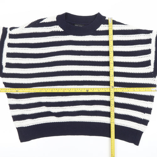 New Look Women’s Blue White Striped Knit Jumper XL Relaxed Fit