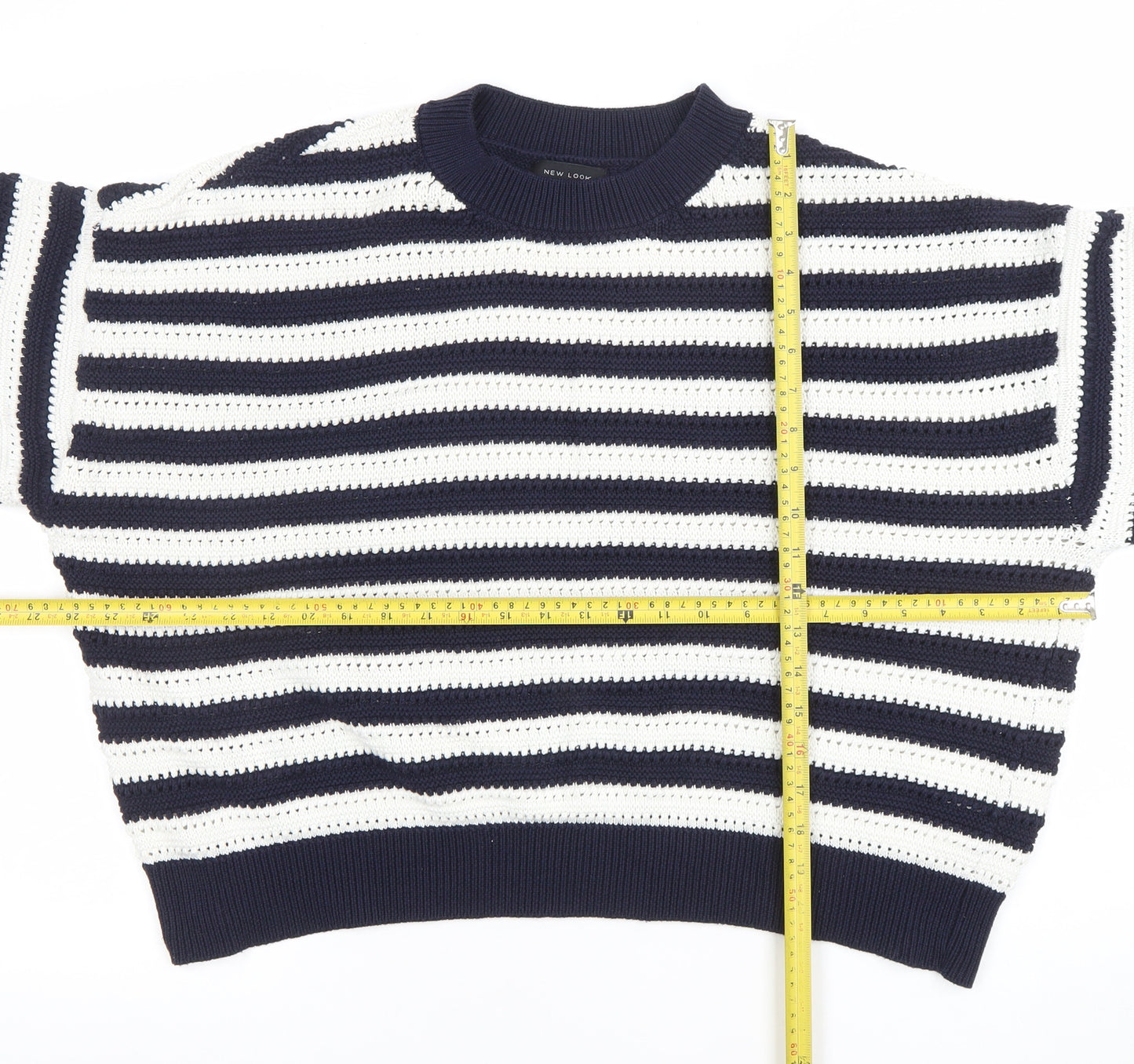 New Look Women’s Blue White Striped Knit Jumper XL Relaxed Fit