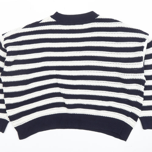 New Look Women’s Blue White Striped Knit Jumper XL Relaxed Fit