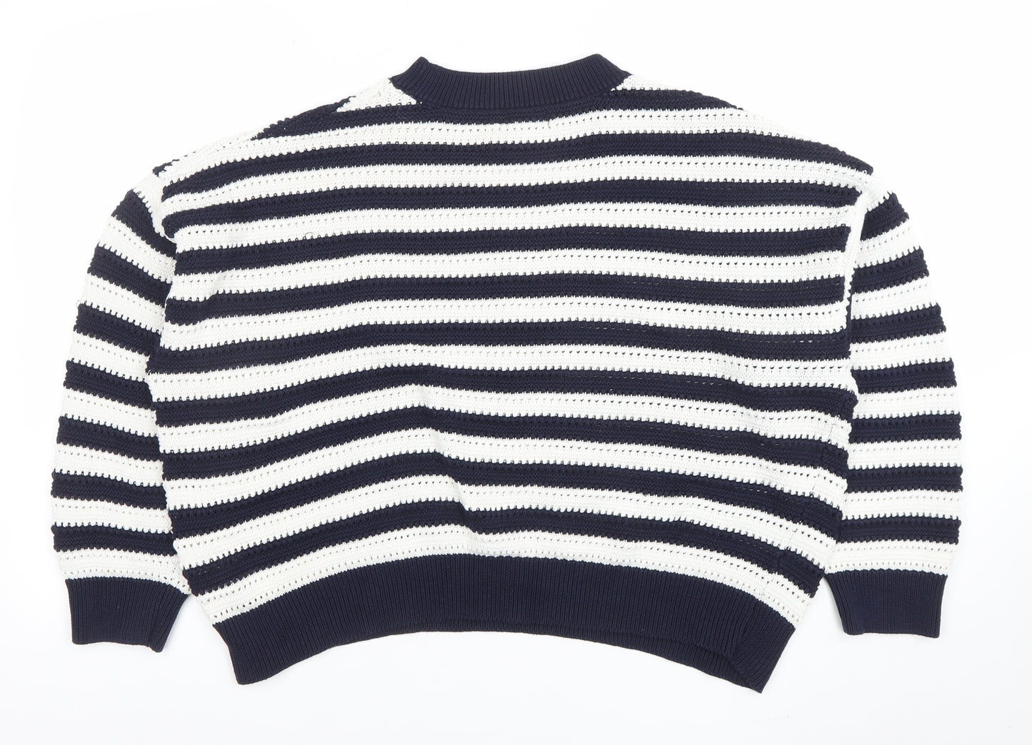 New Look Women’s Blue White Striped Knit Jumper XL Relaxed Fit