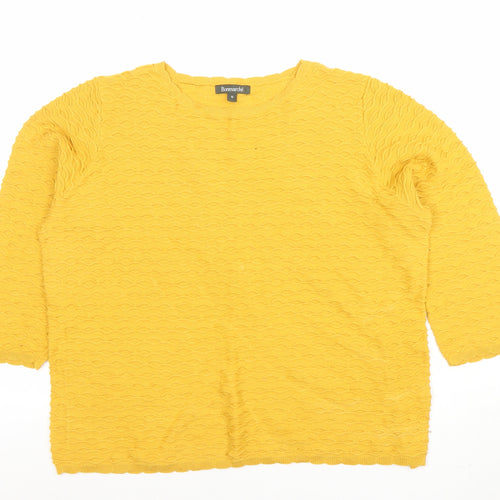 Bonmarché Women’s Yellow Crew Neck Cotton Textured Jumper Size 16
