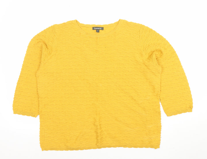 Bonmarché Women’s Yellow Crew Neck Cotton Textured Jumper Size 16