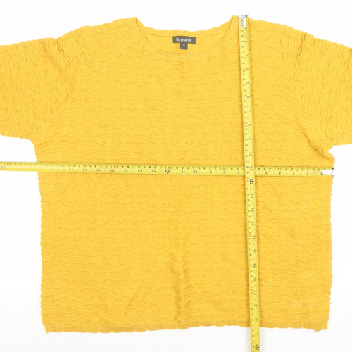 Bonmarché Women’s Yellow Crew Neck Cotton Textured Jumper Size 16
