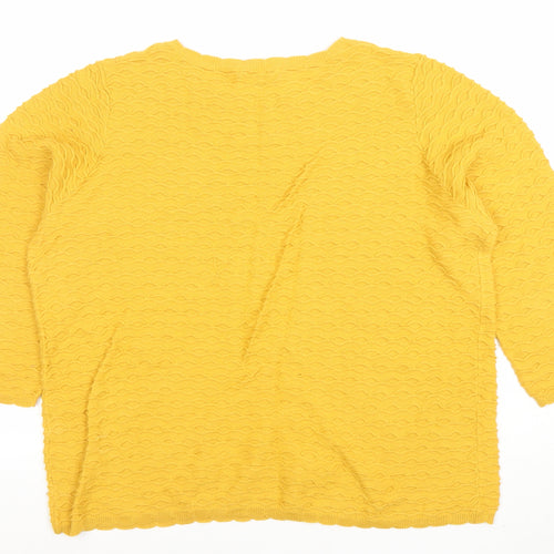 Bonmarché Women’s Yellow Crew Neck Cotton Textured Jumper Size 16