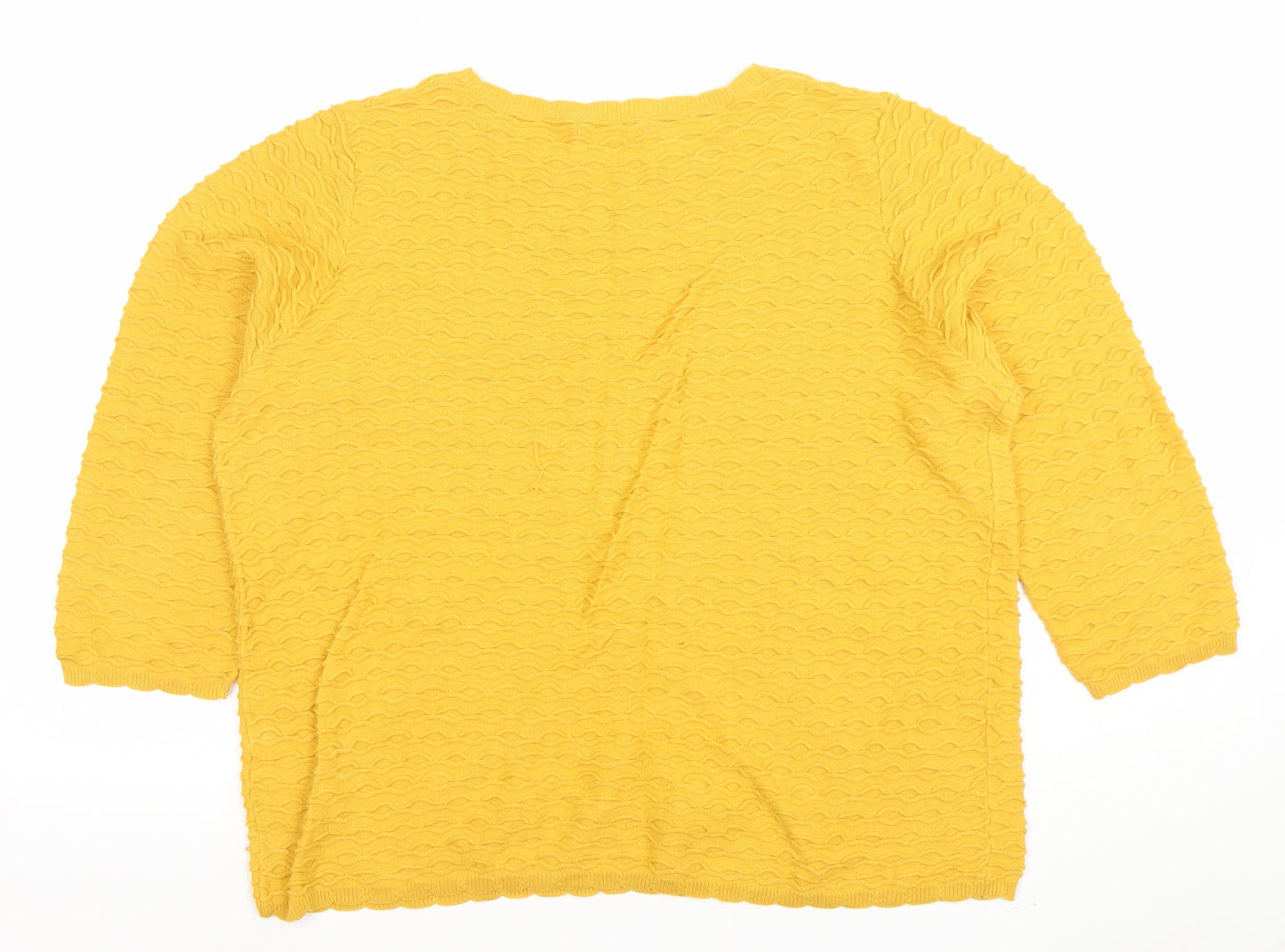 Bonmarché Women’s Yellow Crew Neck Cotton Textured Jumper Size 16