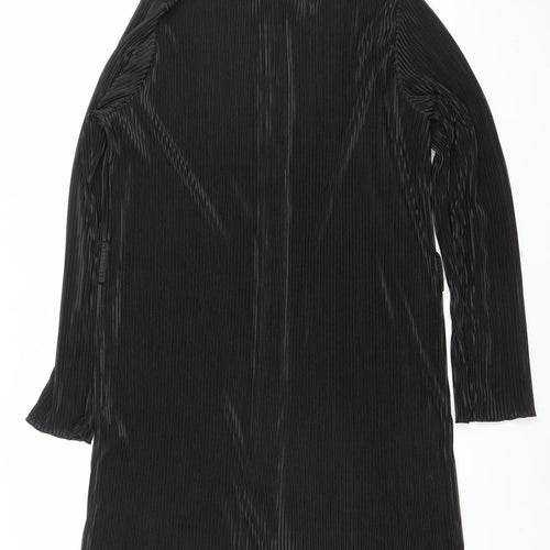 LYANER Women Black M Collared Long Sleeve Shirt Dress