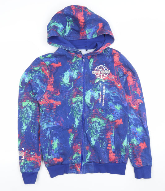 Next Boys Blue Multicoloured Full Zip Hoodie 14 Years Graphic Print
