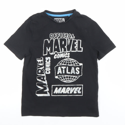 Marvel Boys Black 5-6 Years Short Sleeve Cotton Graphic T-Shirt
