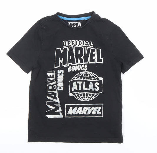 Marvel Boys Black 5-6 Years Short Sleeve Cotton Graphic T-Shirt