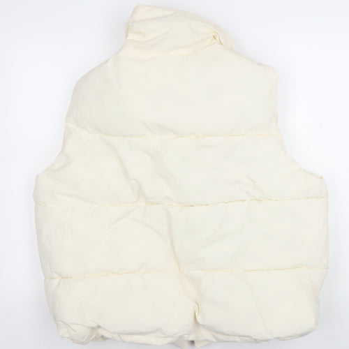 DYG Women Ivory XL Puffer Waistcoat Sleeveless Quilted Zip Gilet