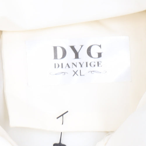 DYG Women Ivory XL Puffer Waistcoat Sleeveless Quilted Zip Gilet