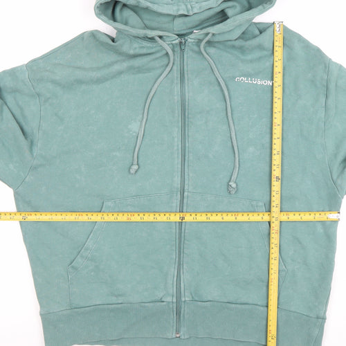 Collusion Men's Green Full Zip Hoodie Size S Casual Cotton Blend