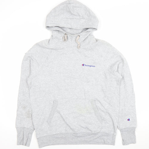 Champion Women's Grey Pullover Hoodie Medium Cotton Blend