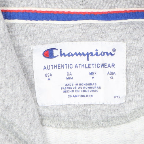 Champion Women's Grey Pullover Hoodie Medium Cotton Blend