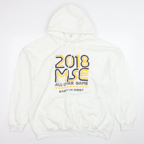 Gildan Men's White XL Pullover Hoodie 2018 MSE All-Star Graphic Sportswear