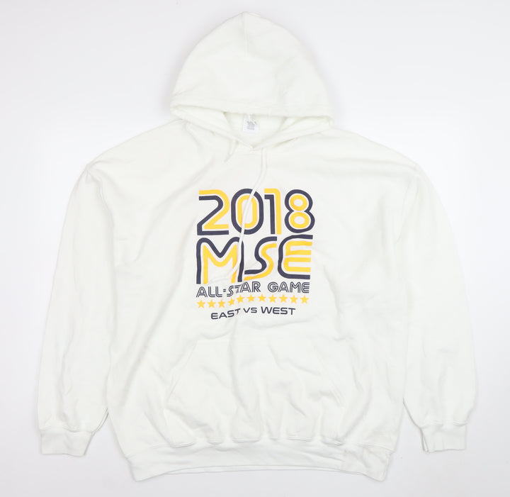 Gildan Men's White XL Pullover Hoodie 2018 MSE All-Star Graphic Sportswear