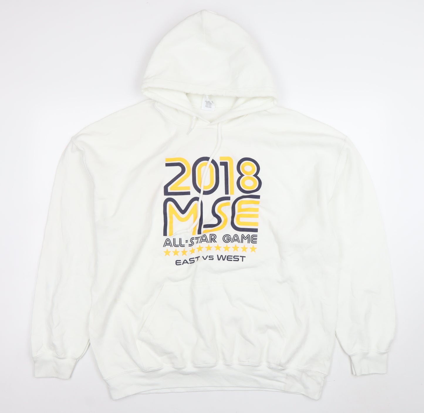 Gildan Men's White XL Pullover Hoodie 2018 MSE All-Star Graphic Sportswear