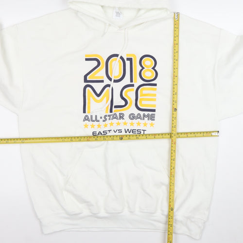 Gildan Men's White XL Pullover Hoodie 2018 MSE All-Star Graphic Sportswear