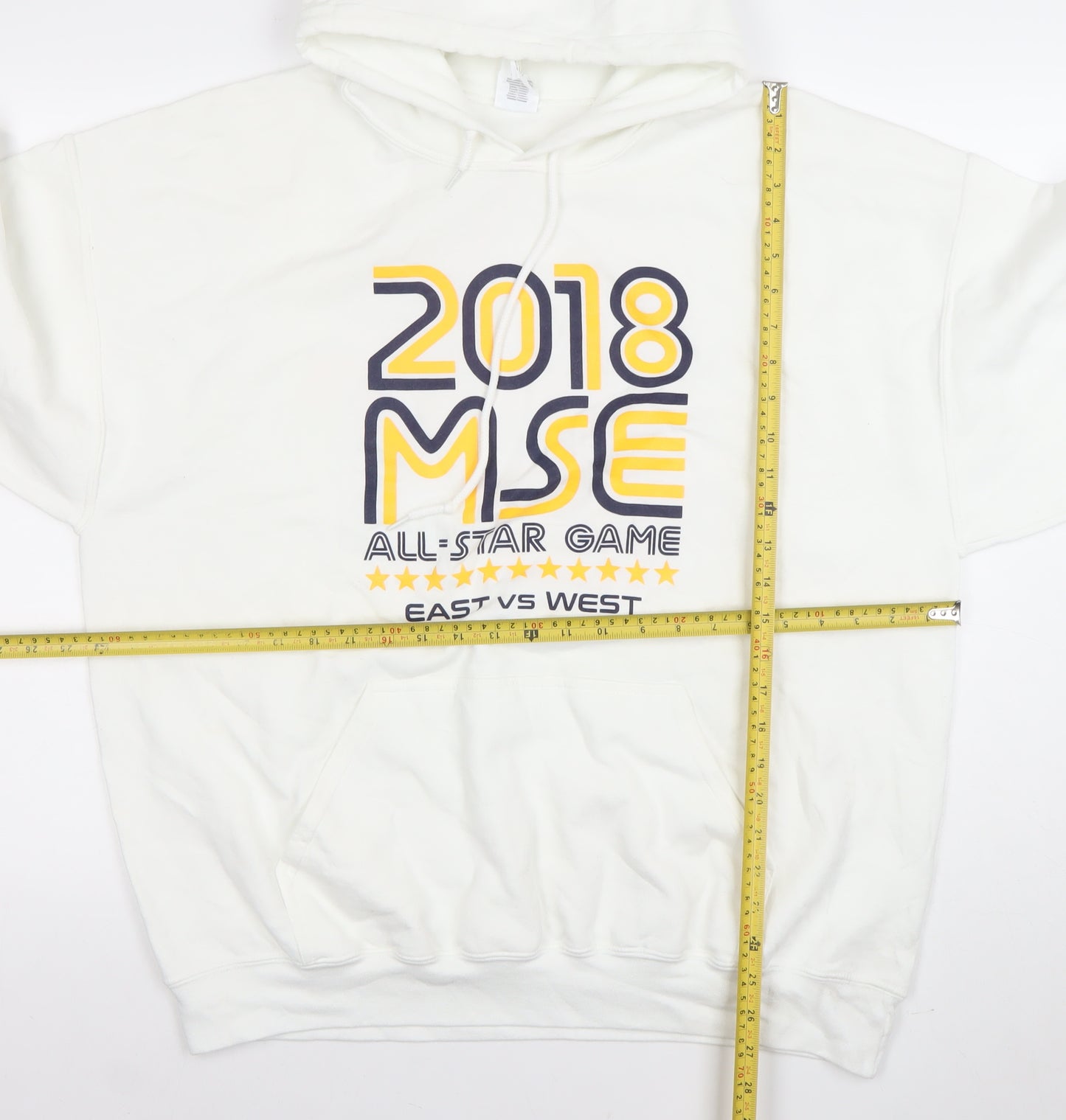 Gildan Men's White XL Pullover Hoodie 2018 MSE All-Star Graphic Sportswear