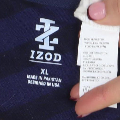 IZOD Men's Beige XL Crew Neck Striped Sweatshirt Classic Pullover