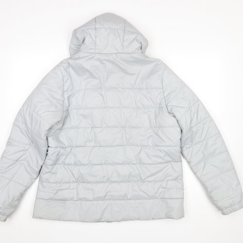Puma Womens Grey Hooded Puffer Jacket Size 14 Lined Lightweight