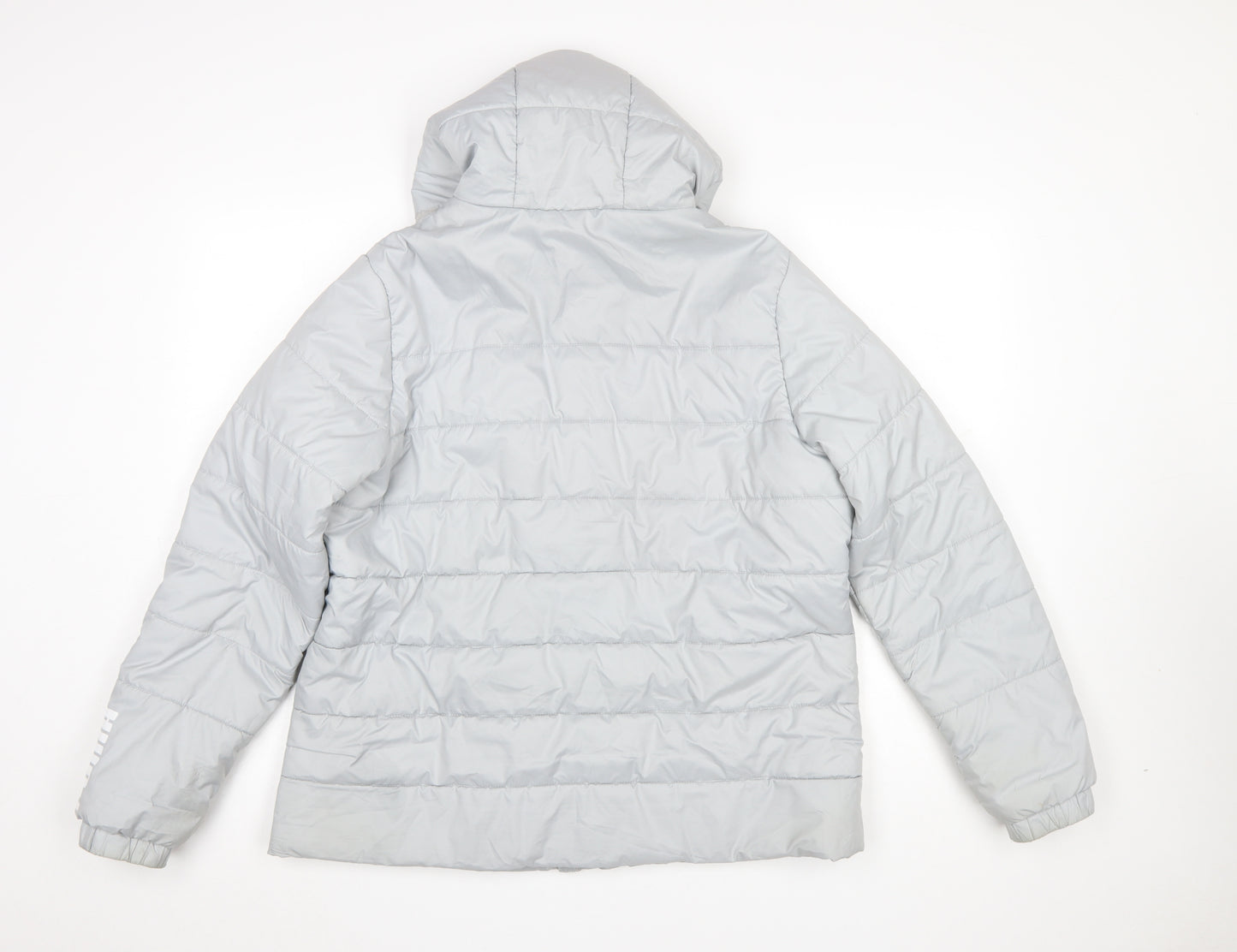 Puma Womens Grey Hooded Puffer Jacket Size 14 Lined Lightweight