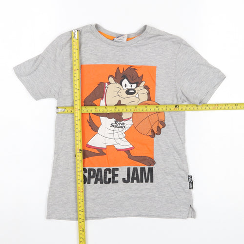 Primark Boys Grey Space Jam T-Shirt 6-7 Years Short Sleeve Tune Squad Tee