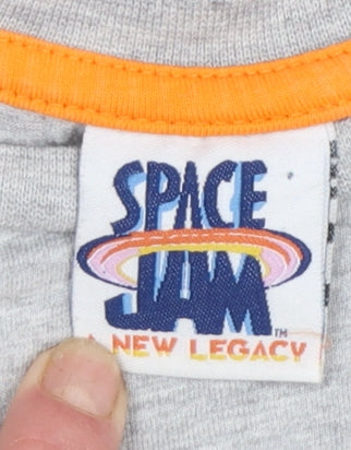 Primark Boys Grey Space Jam T-Shirt 6-7 Years Short Sleeve Tune Squad Tee