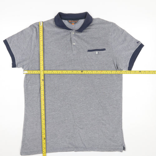 Ben Sherman Men's Grey Cotton Short Sleeve Polo Shirt Size L
