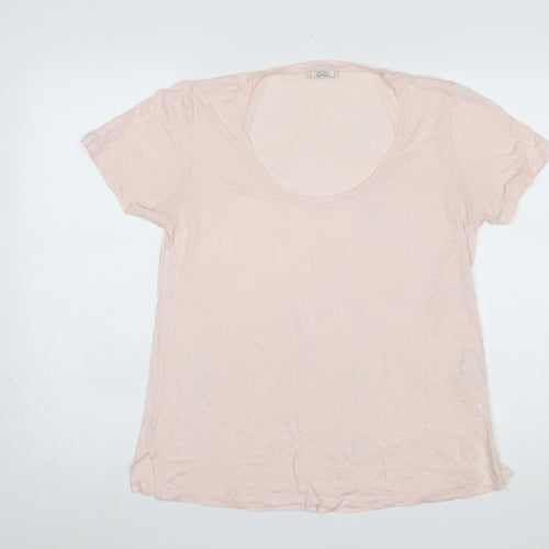 Fat Face Women’s Pink Linen Basic Short Sleeve T-Shirt UK 8
